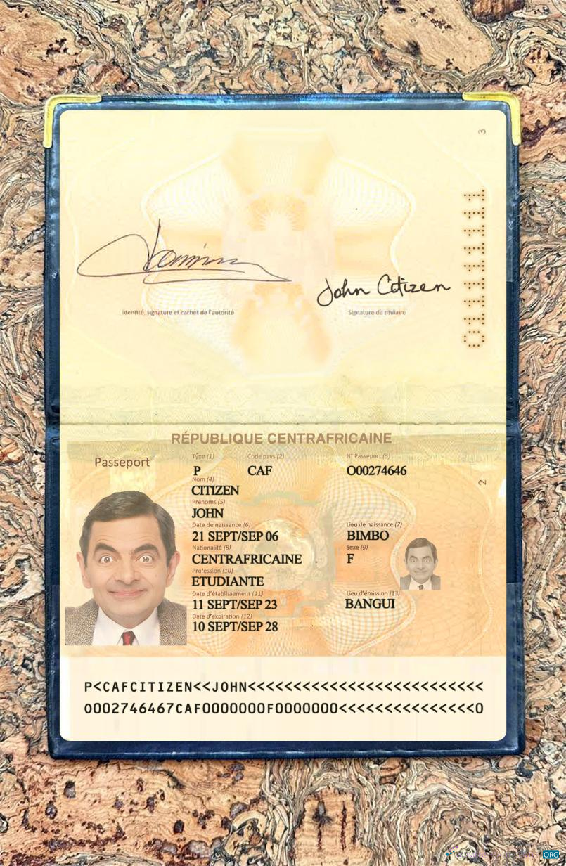 Download Central Africa passport 2023 present photolook Photoshop template